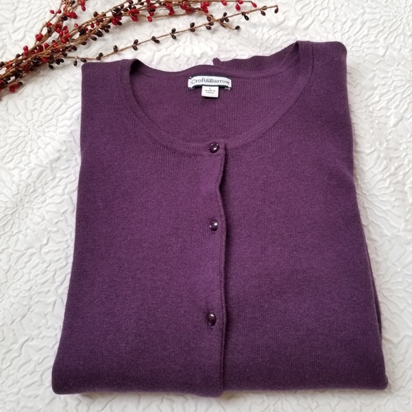 Craft & Barrow Plum Pima Cotton Cardigan, Size L - Picture 6 of 10